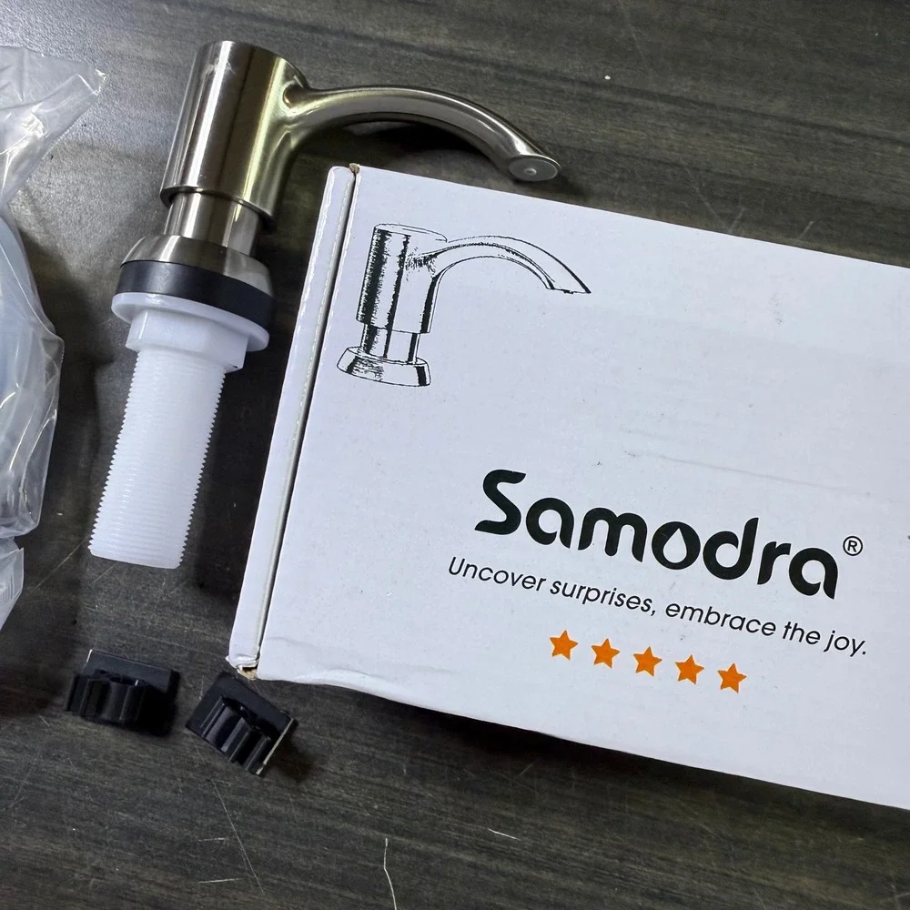 Samodra Brushed Nickel Soap Dispenser with Extension‎ Hose and Mounting Hardware